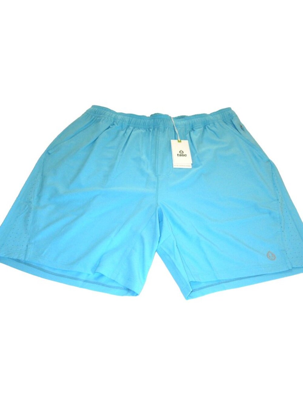 Tasc Performance Men's 7 inch Unlined shorts Waves Turquoise Size Small NWT